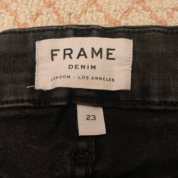 Frame black Le crop mini boot fringe hem jeans women’s size 23 - Picture 3 of 7